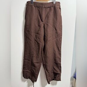 LOFT Petite Women Linen Dark Brown pants